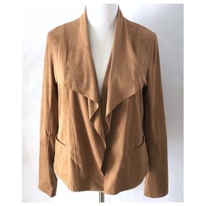 Max Studio Tan Faux Suede Waterfall Jacket NWT